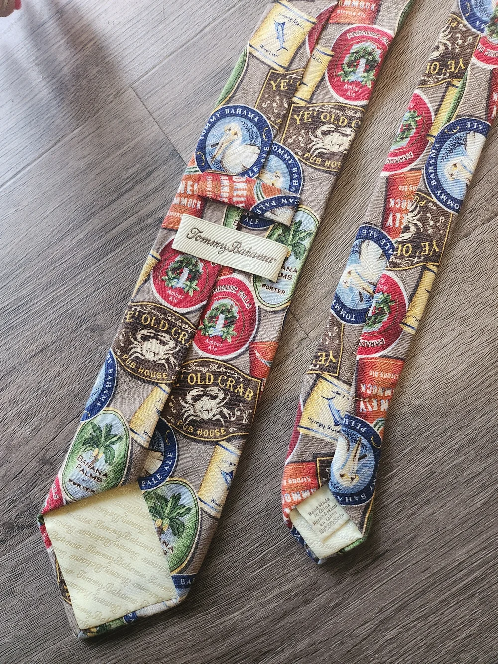 Tommy Bahama Novelty Label Print Silk Tie Multi Color